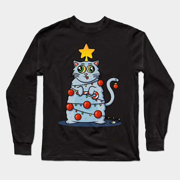 Merry Cat-mus Meow Long Sleeve T-Shirt by royalsass